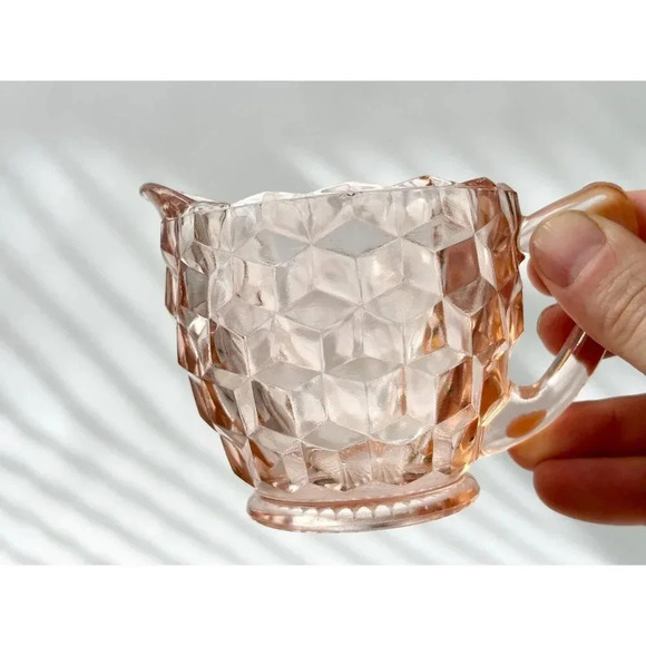 Vintage Jeannette Depression Glass Optic set of 2 Coffee | tea | creamer cups - Picture 6 of 10